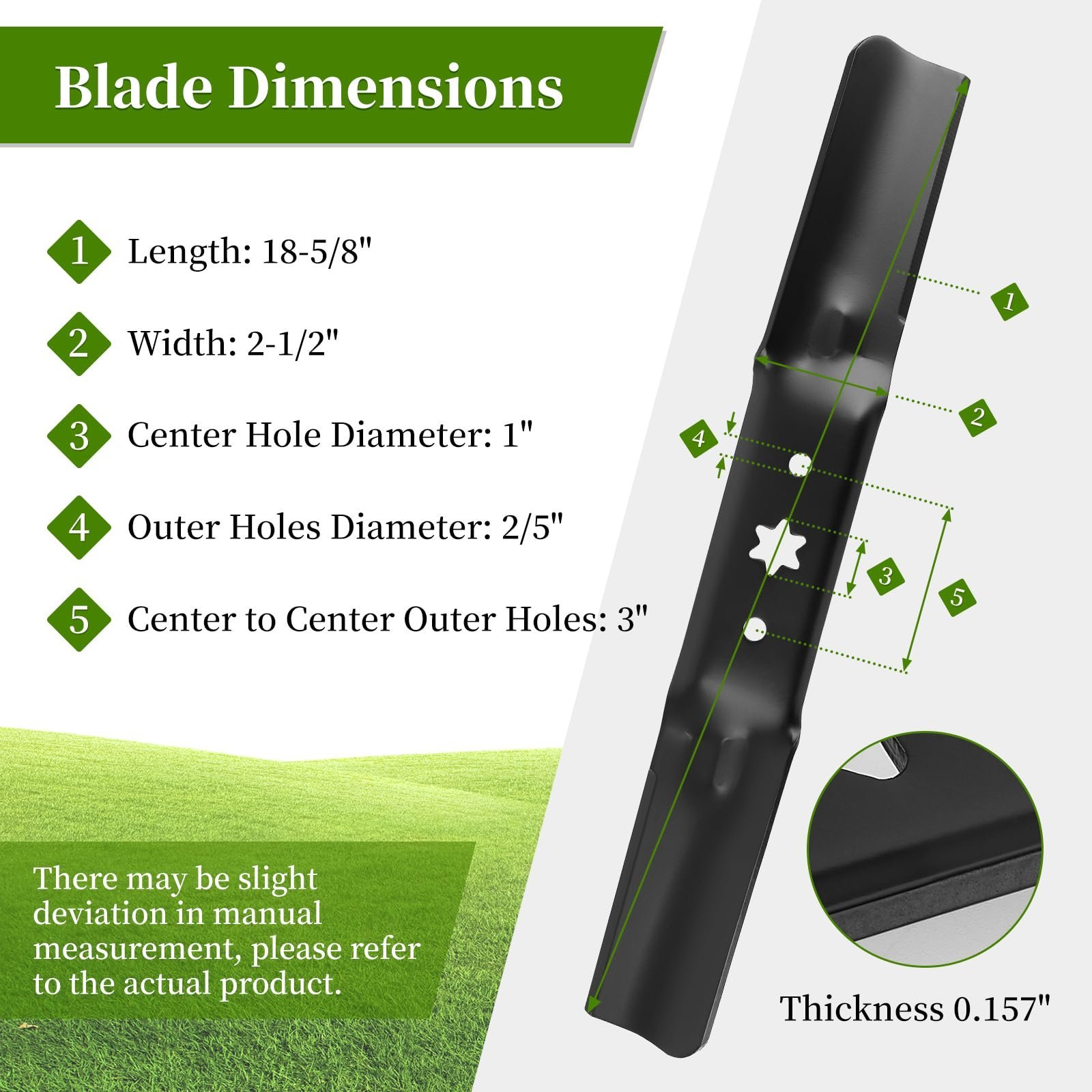 942-05056A Mower Blades Fit for Cub-Cadet ZT1 54" Deck, 742-05056 Medium Lift Blade Compatible with Cub Cad et RZT-L54 Zero Turn, Troy-Bilt Lawn Tractor, Craftsman Riding, 3 Pack - Image 2