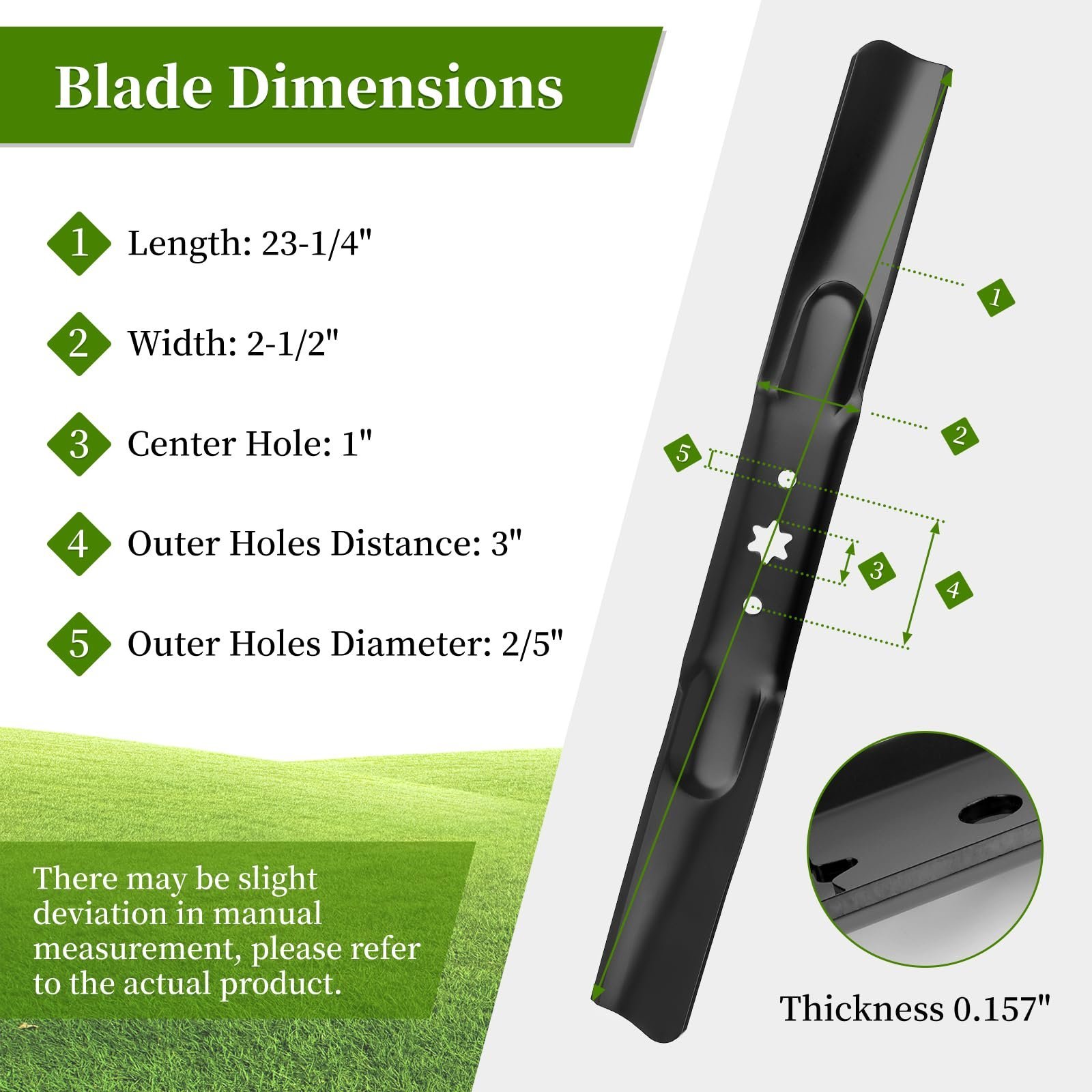 46 Inch Mower Blades 942-04244A for Cub-Cadet XT1-LT46 XT2 LTX1045 LTX1046, 942-04290 High Lift Blades Replace for 942-04244, 742-04244, 742-04244A, 742-04290, 2 Pack - Image 2